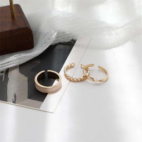 ♠️ NEW Gold and Pink Ring - Set of 3 - Picture 3 of 7